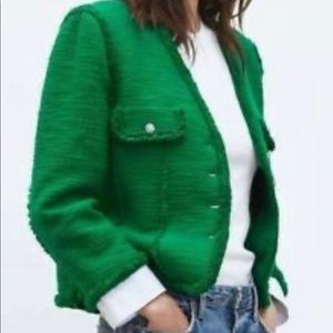 New Zara Blazer with Removable Cuffs and Embellished Buttons